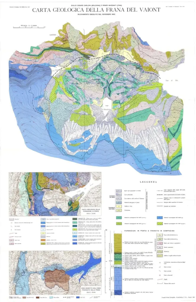 carta geologica della frana del Vajont